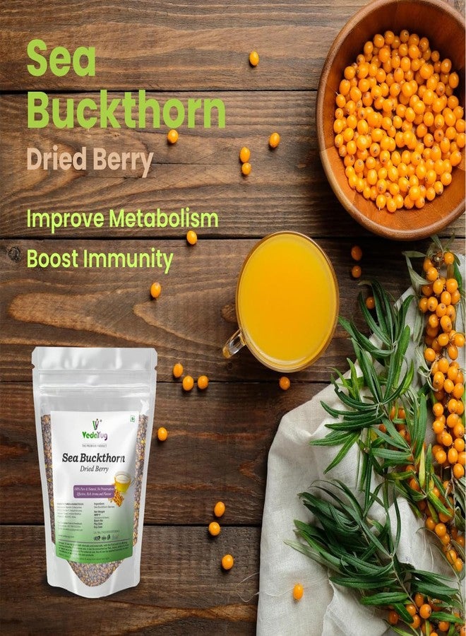 VY VedaYug Himalayan Sea Buckthorn Dry Berry 200 Gram | Nourishes Skin | Vitamin E & C | Sea Buckthorn Berry in Small Cut for Juices, Tea or Recipes - 200g - Image 2